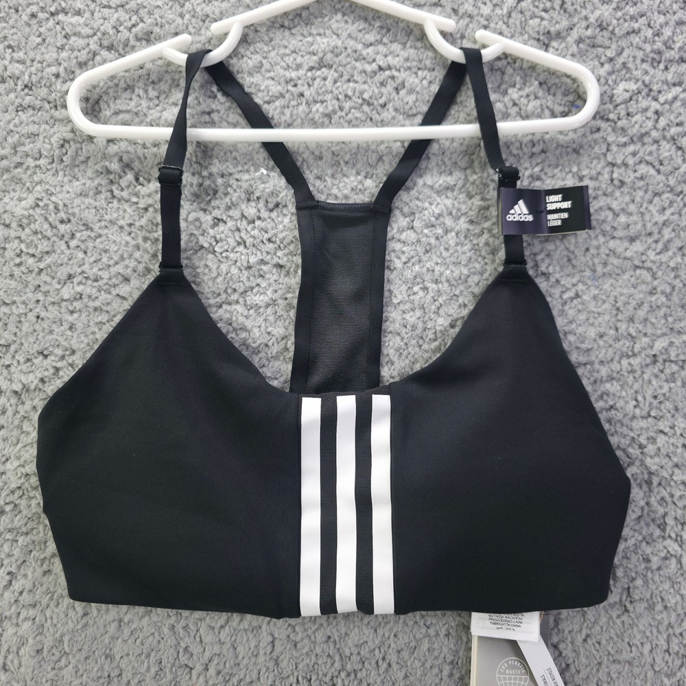 Adidas Aeroready Light Support Racerback Sports Bra Black White SA-C Small